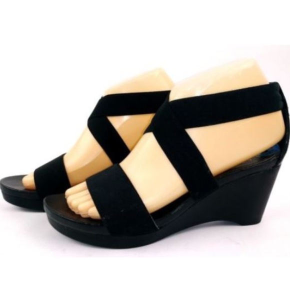 ralph lauren black wedge sandals
